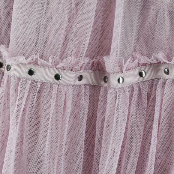 Free People Womens Midi Dress Small Pink Studded Mesh Night Out Tiered Trapeze - Picture 10 of 14